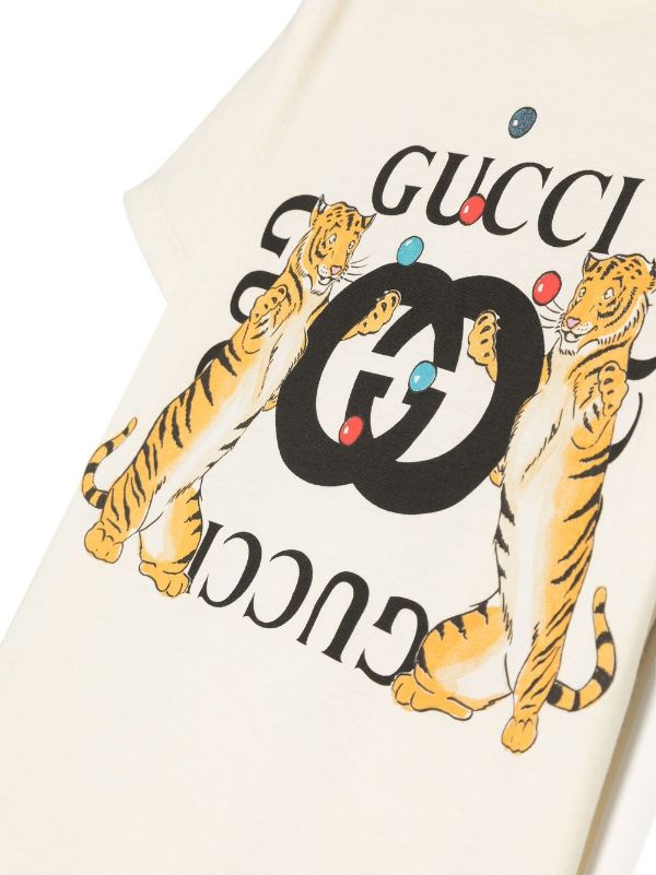 Gucci Gucci Tiger Logo Print T-shirt - Farfetch