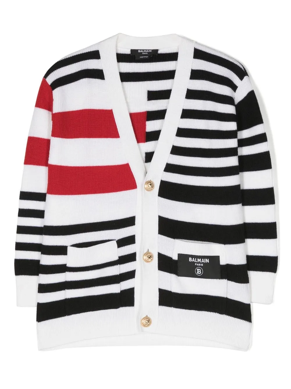 

Balmain Kids striped virgin wool cardigan - Black