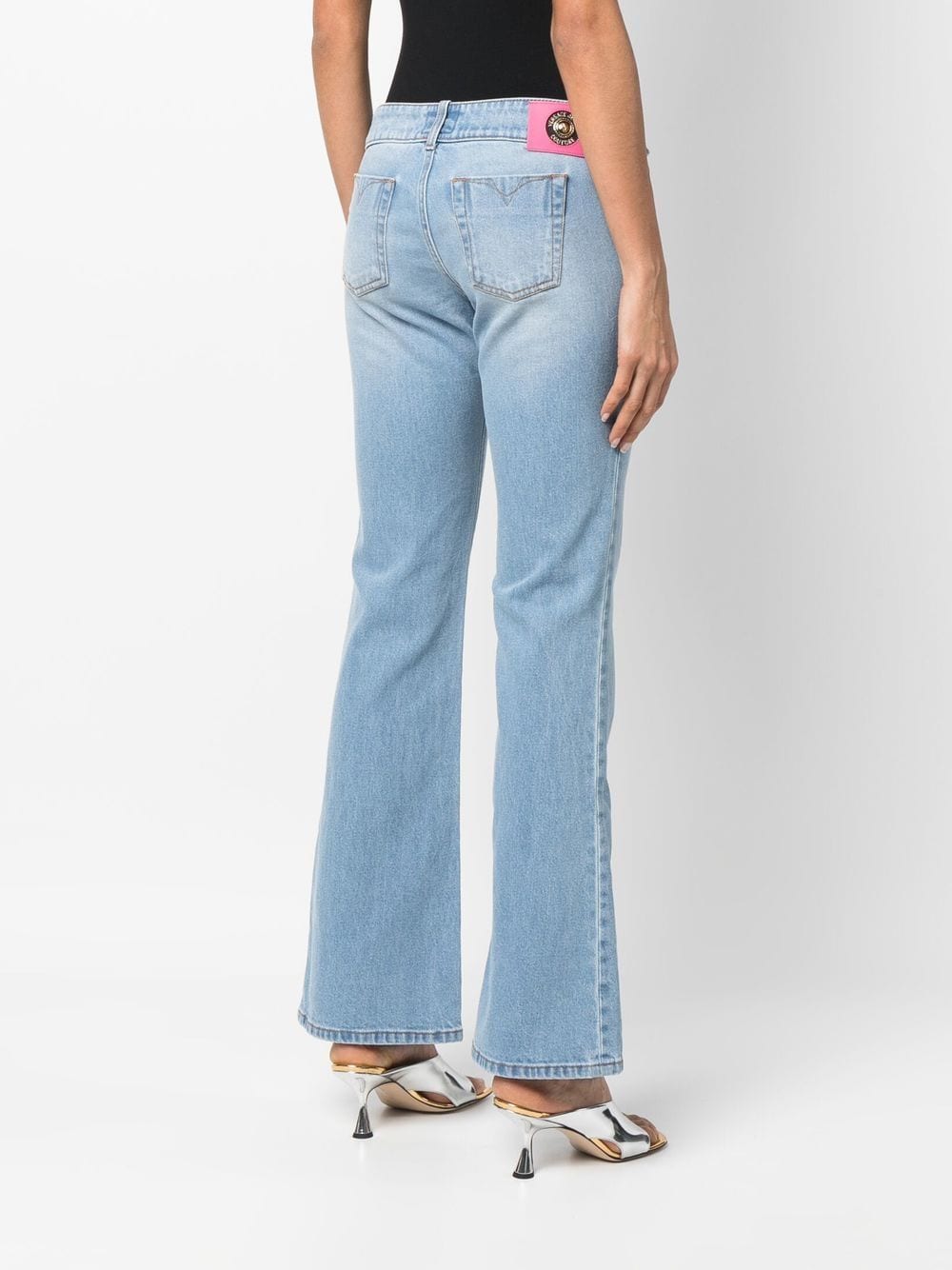 Shop Versace Jeans Couture Flared Denim Jeans In Blue