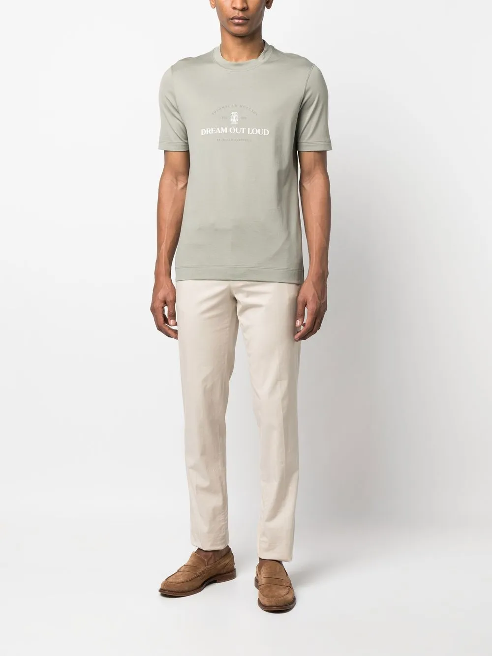 Brunello Cucinelli T-shirt met tekst - Groen