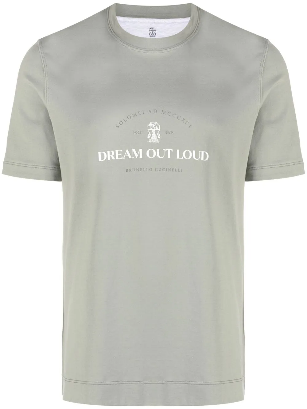 Brunello Cucinelli Slogan Print Cotton T-shirt In Rosemary