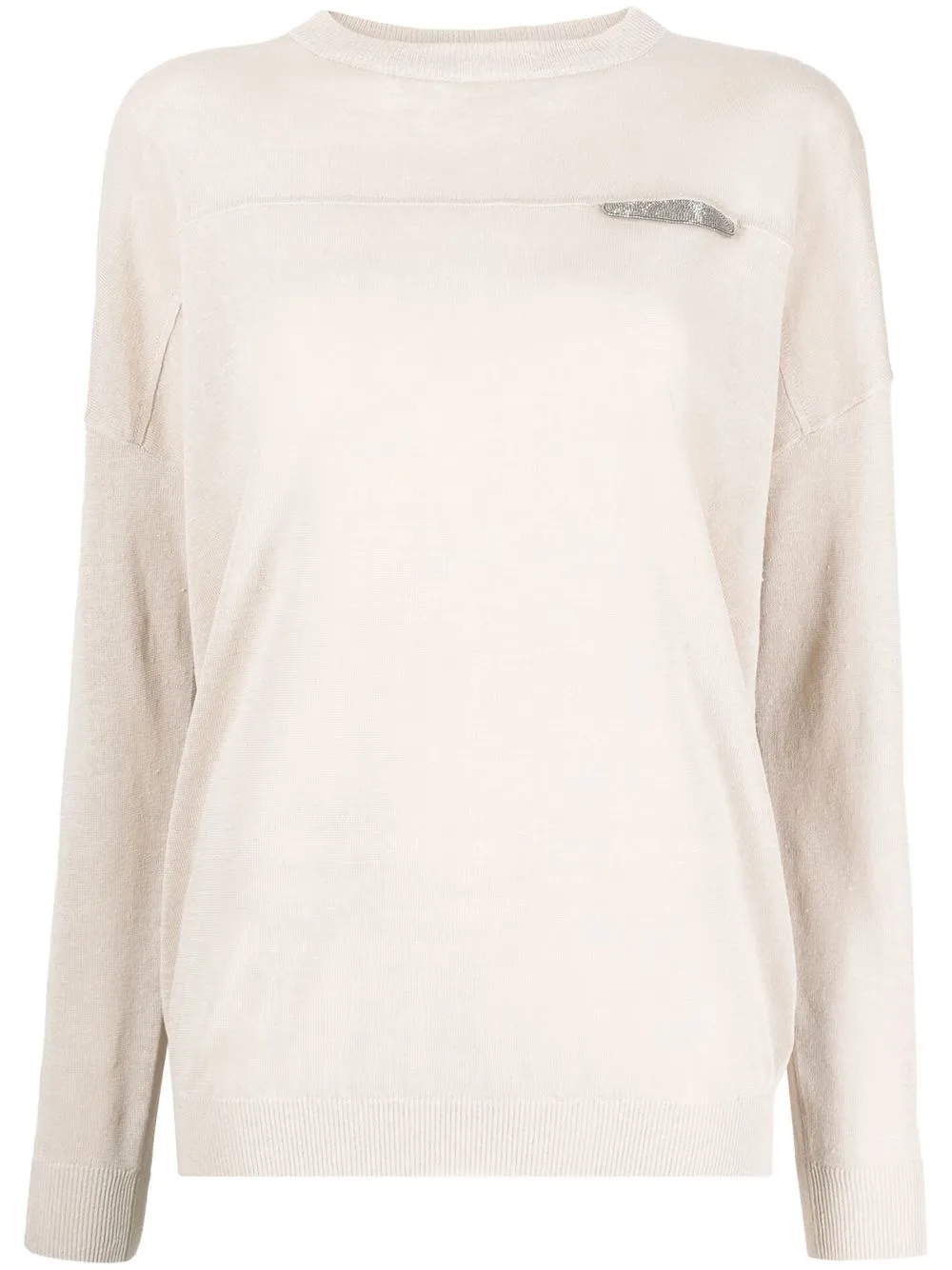 

Brunello Cucinelli Monili-embellished jumper - Neutrals