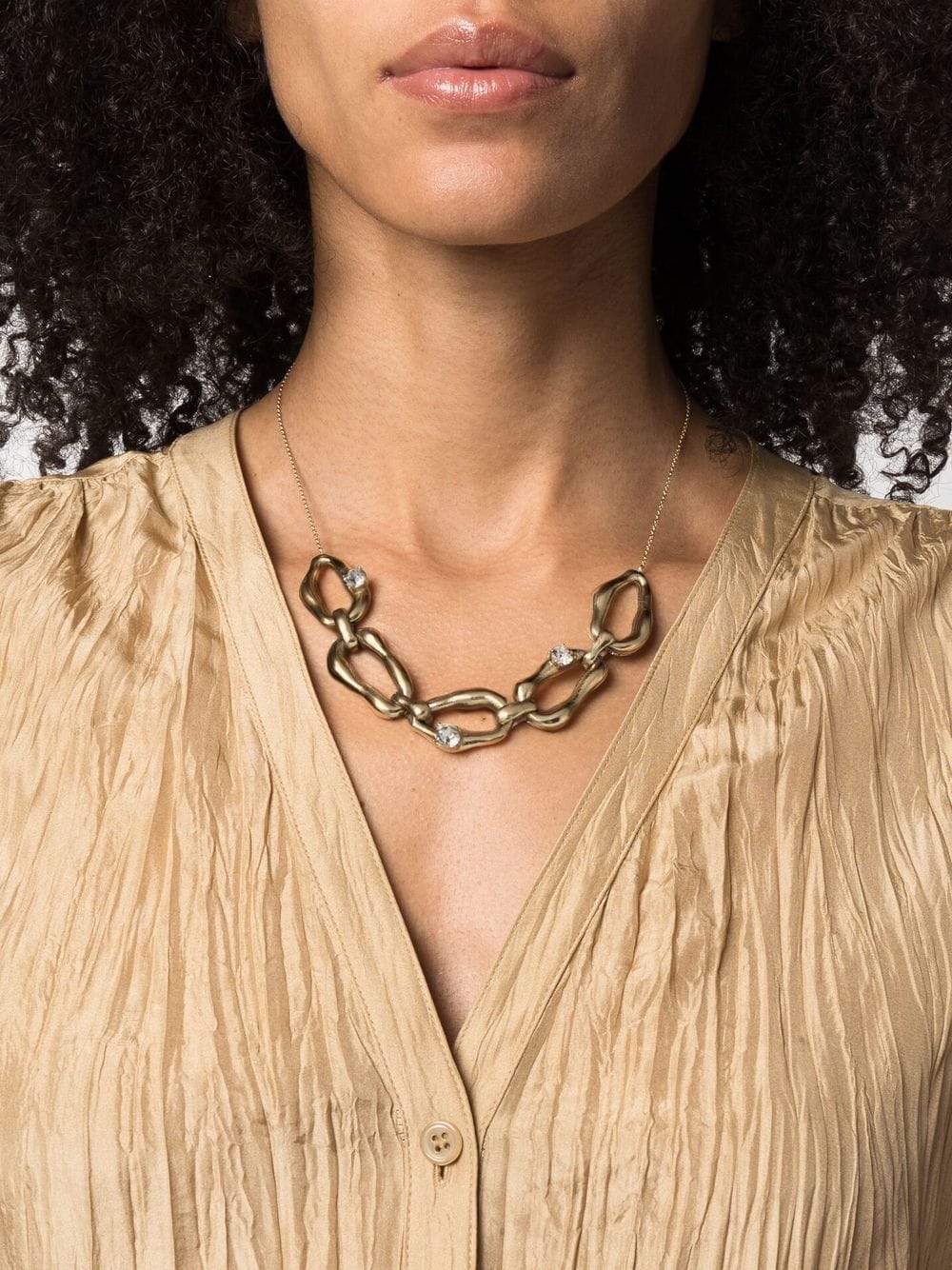 Shop Forte Forte Textured-finish Chain-link Necklace In Gold
