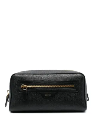 TOM FORD ブラックポーチ TOM FORD トム・フォード レザー ロゴ トラベルポーチ