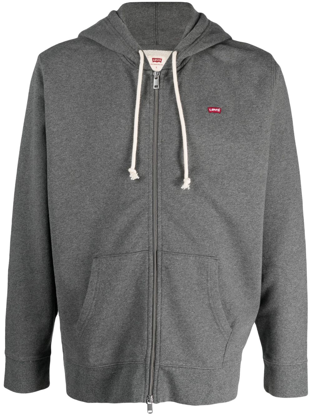Shop Levi's Logo-patch Zip-up Hoodie In Grey