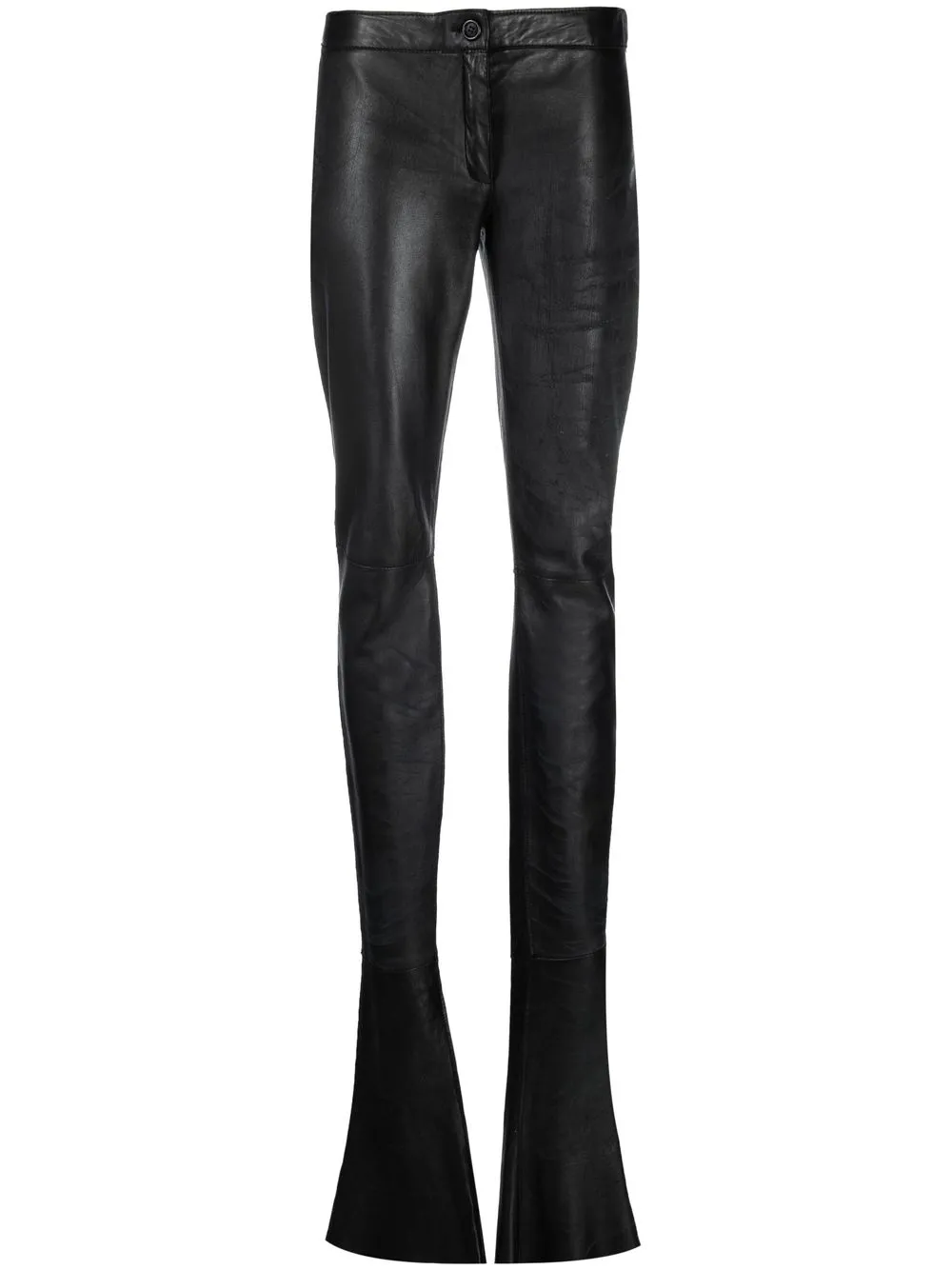 

Dolce & Gabbana Pre-Owned 2010s distressed finish low rise leather trousers - Black