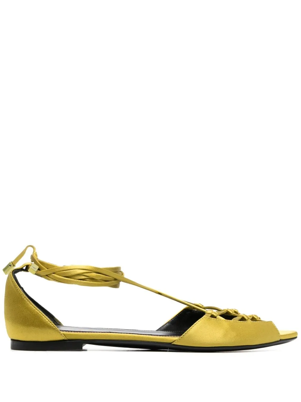 Tom Ford Satin Ankle Wrap Sandal In Yellow