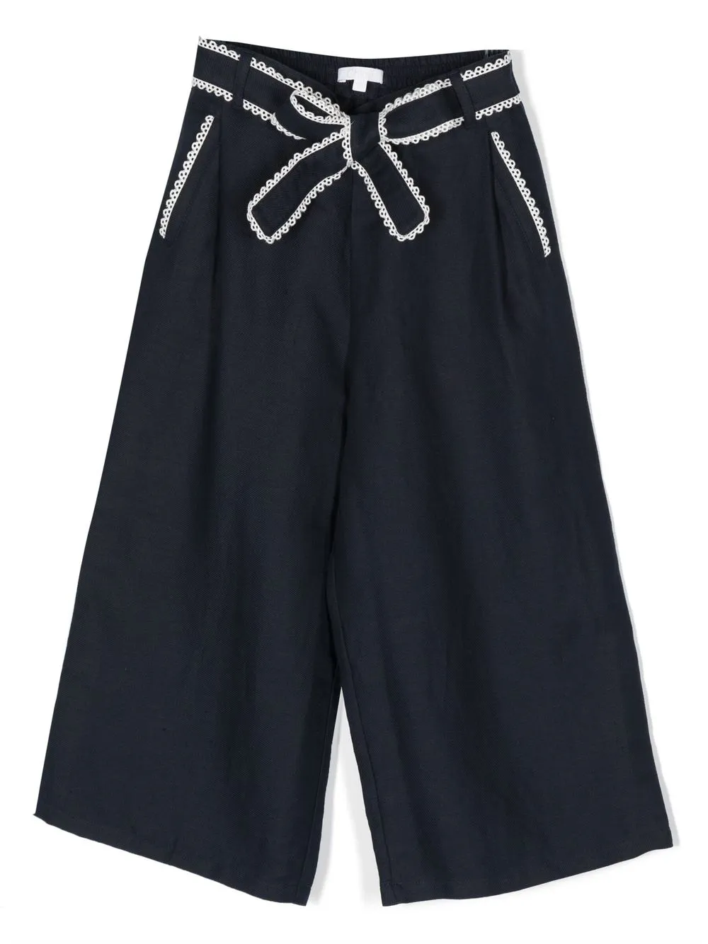 

Chloé Kids pantalones con ribete de encaje y cinturón - Azul