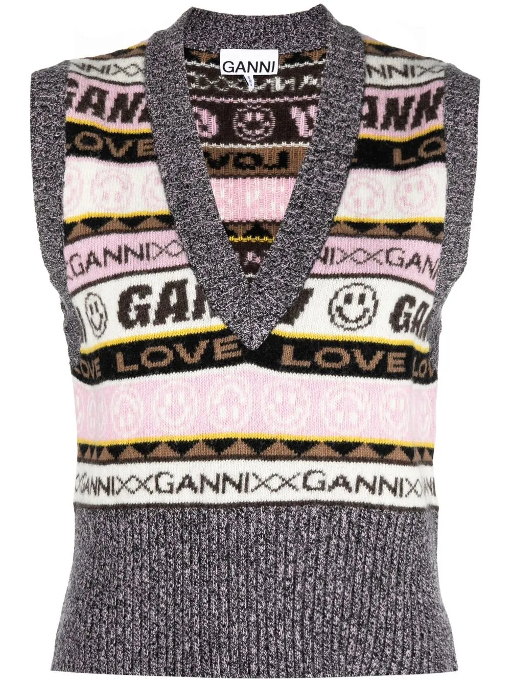 

GANNI intarsia-knit sweater vest - Pink
