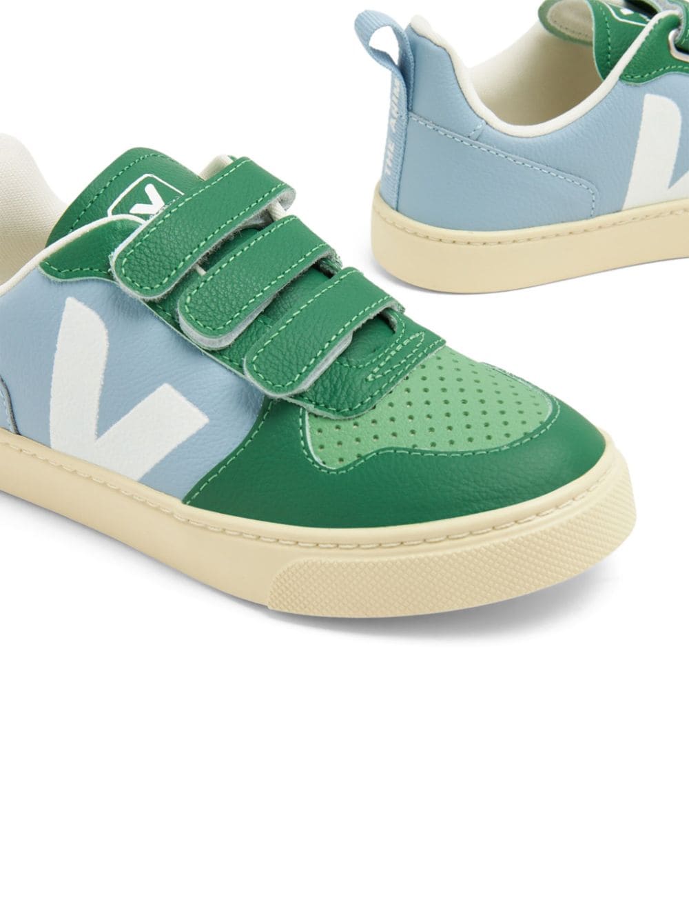 Shop Veja V-10 Touch-strap Panelled Sneakers In Green