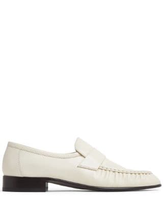 The Row pleat detailing Leather Loafers Farfetch