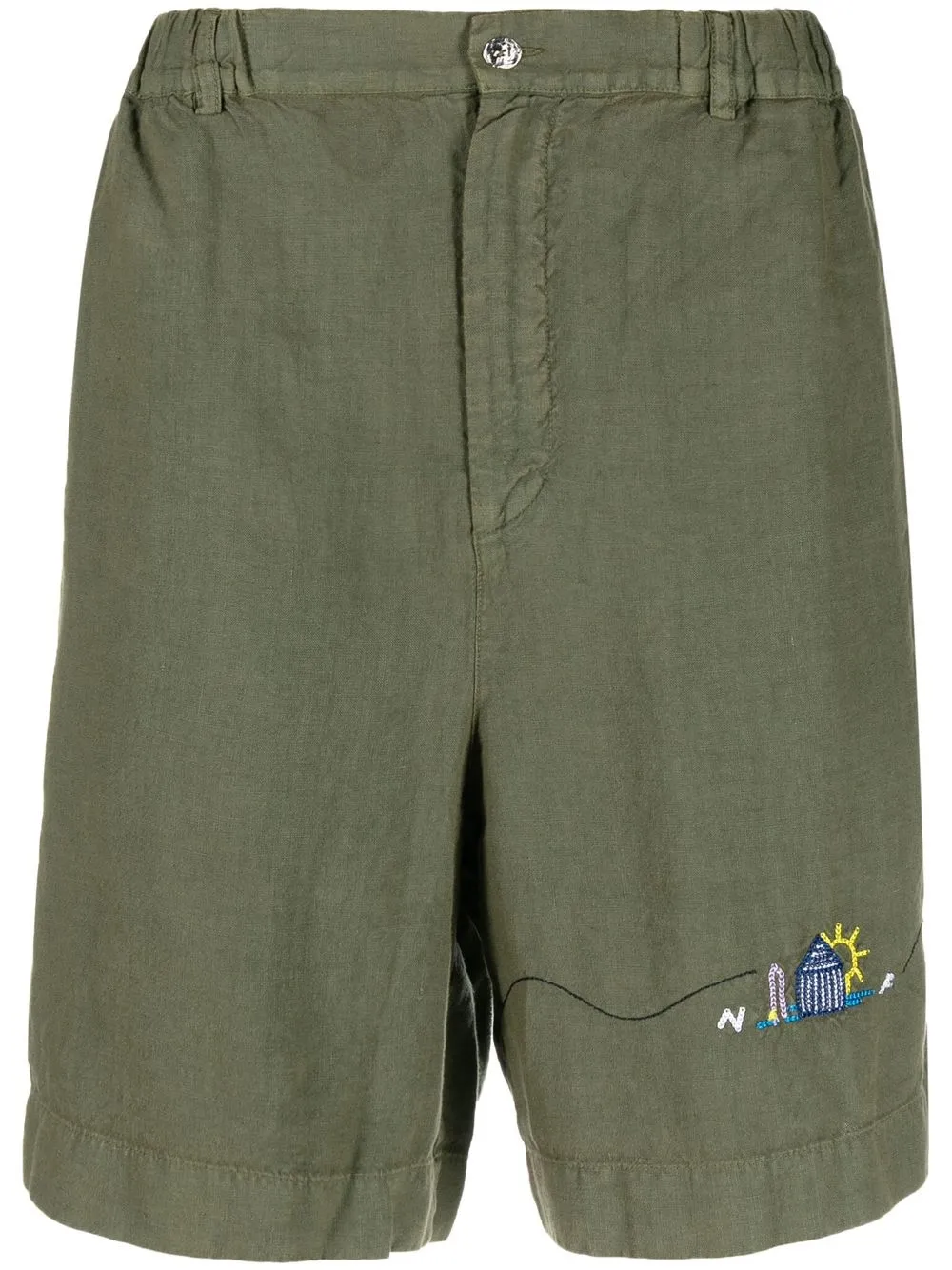 

Nick Fouquet motif-embroidered bermuda shorts - Green