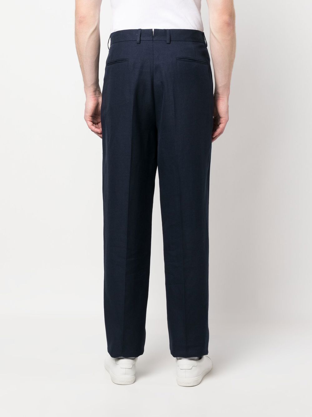 Shop Ermenegildo Zegna Straight-leg Linen Trousers In Blue