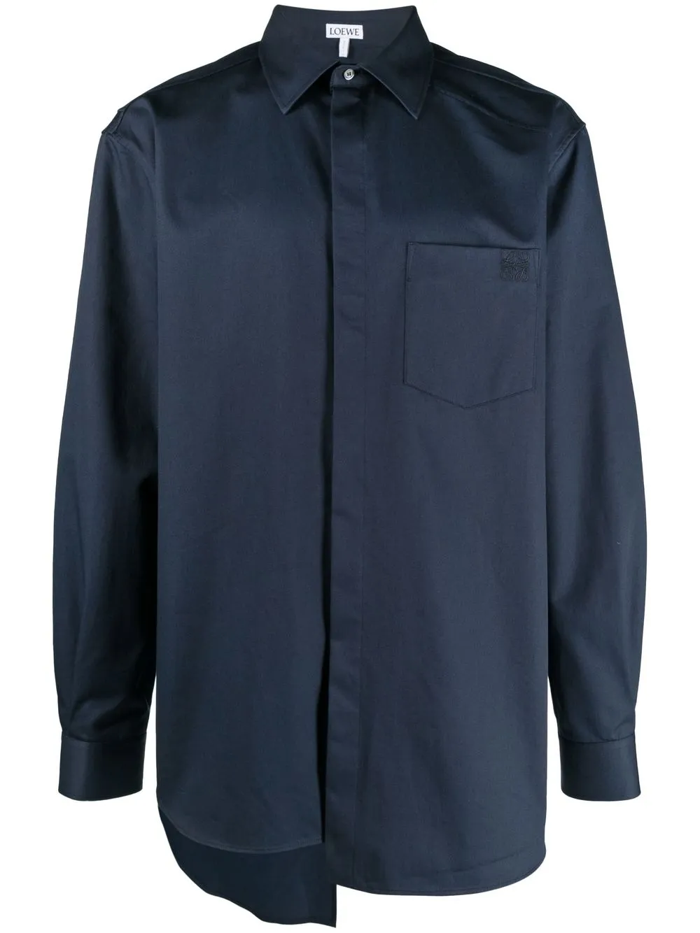 

LOEWE asymmetric embroidered Anagram shirt - Blue