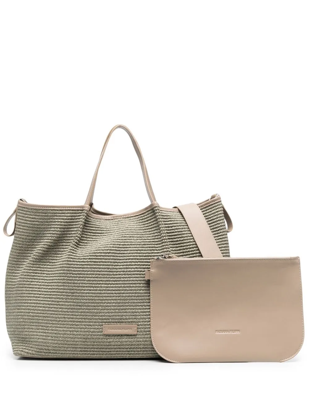 

Fabiana Filippi logo-patch woven tote bag - Neutrals