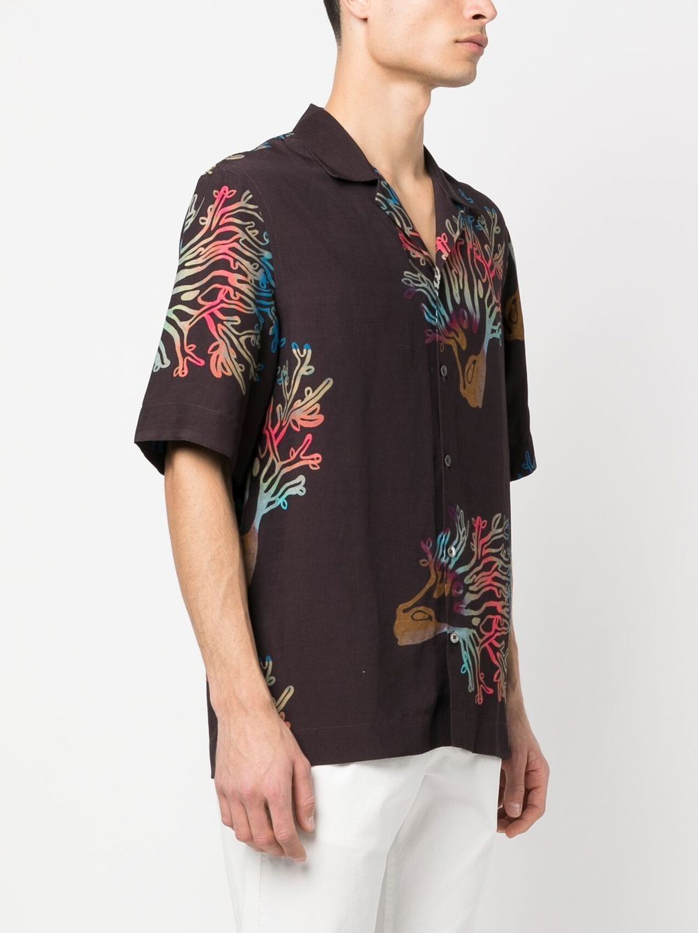 Shop Paul Smith Coral-print Short Sleeve Shirt In Braun