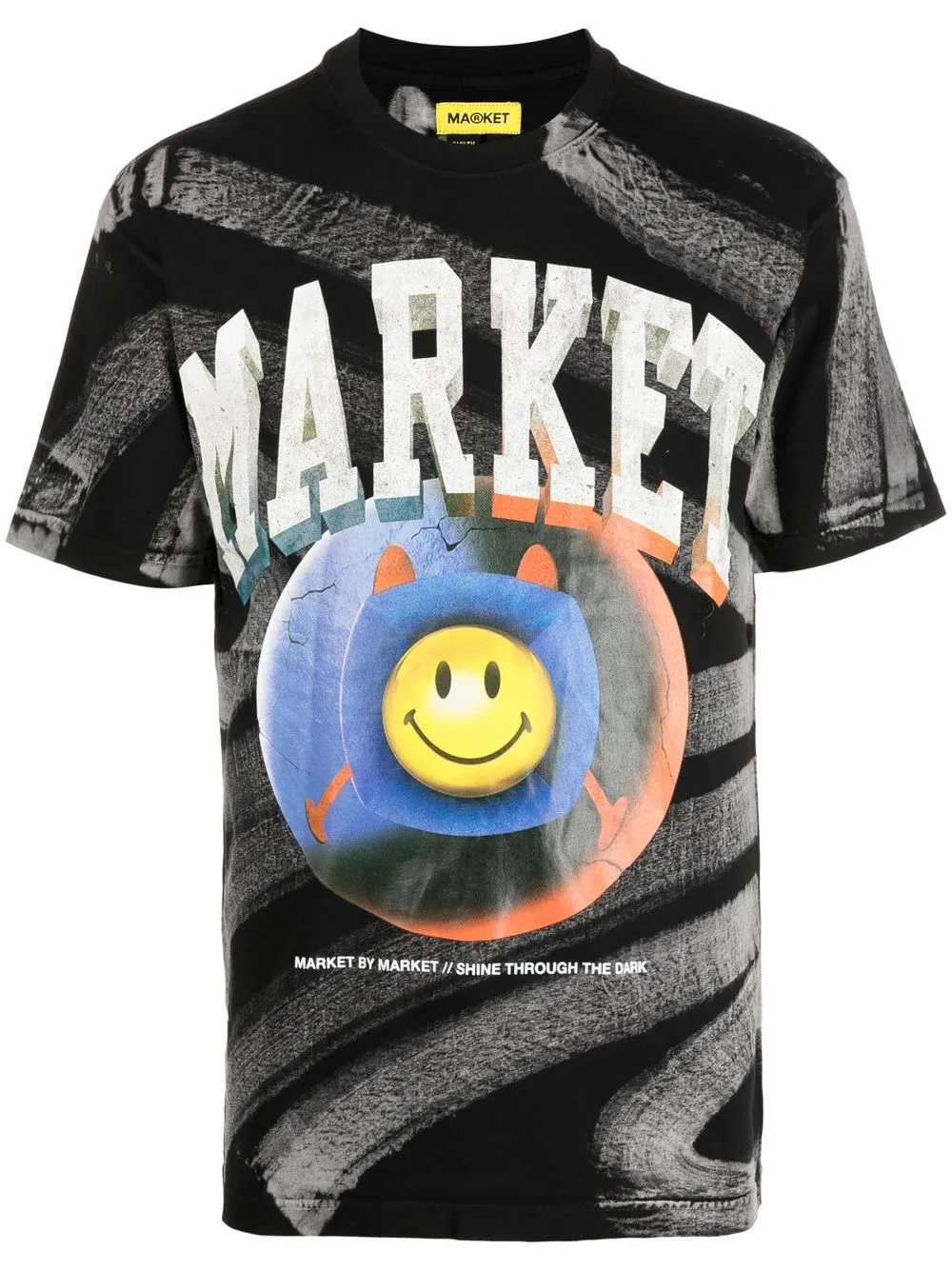 Market T-shirt Smiley Happiness In Black Tie-dye