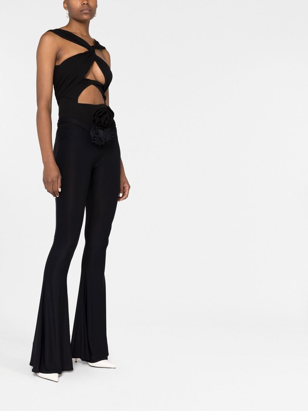 Shop Magda Butrym Twisted Cut-out Bodysuit In Schwarz