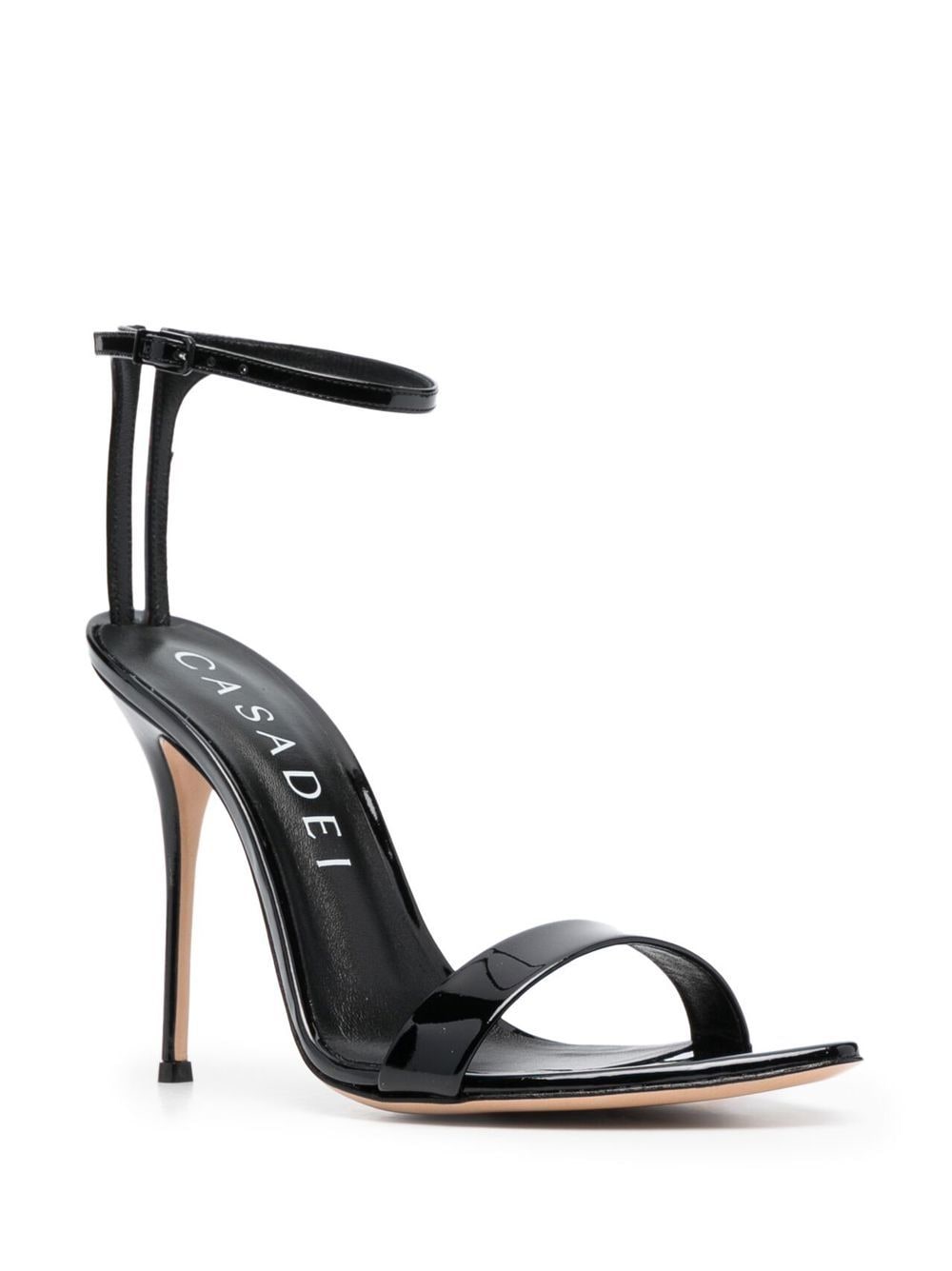 Shop Casadei Patent Leather 115mm Sandals In Black