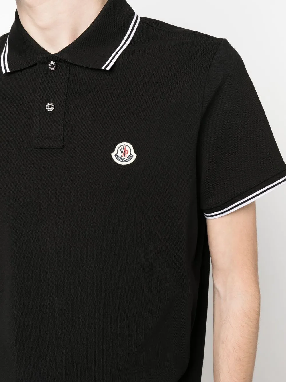 Shop Moncler Logo-patch Polo Shirt In Black