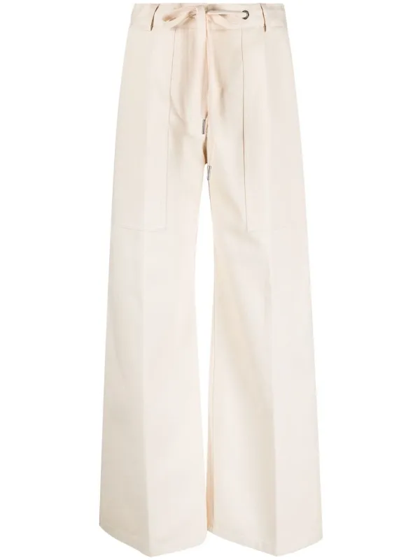 パンツ MONCLER Woman Pants White 2A00008597SZ 050 Moncler - Cotton Gabardine Straight Leg Trousers in White – Stoy
