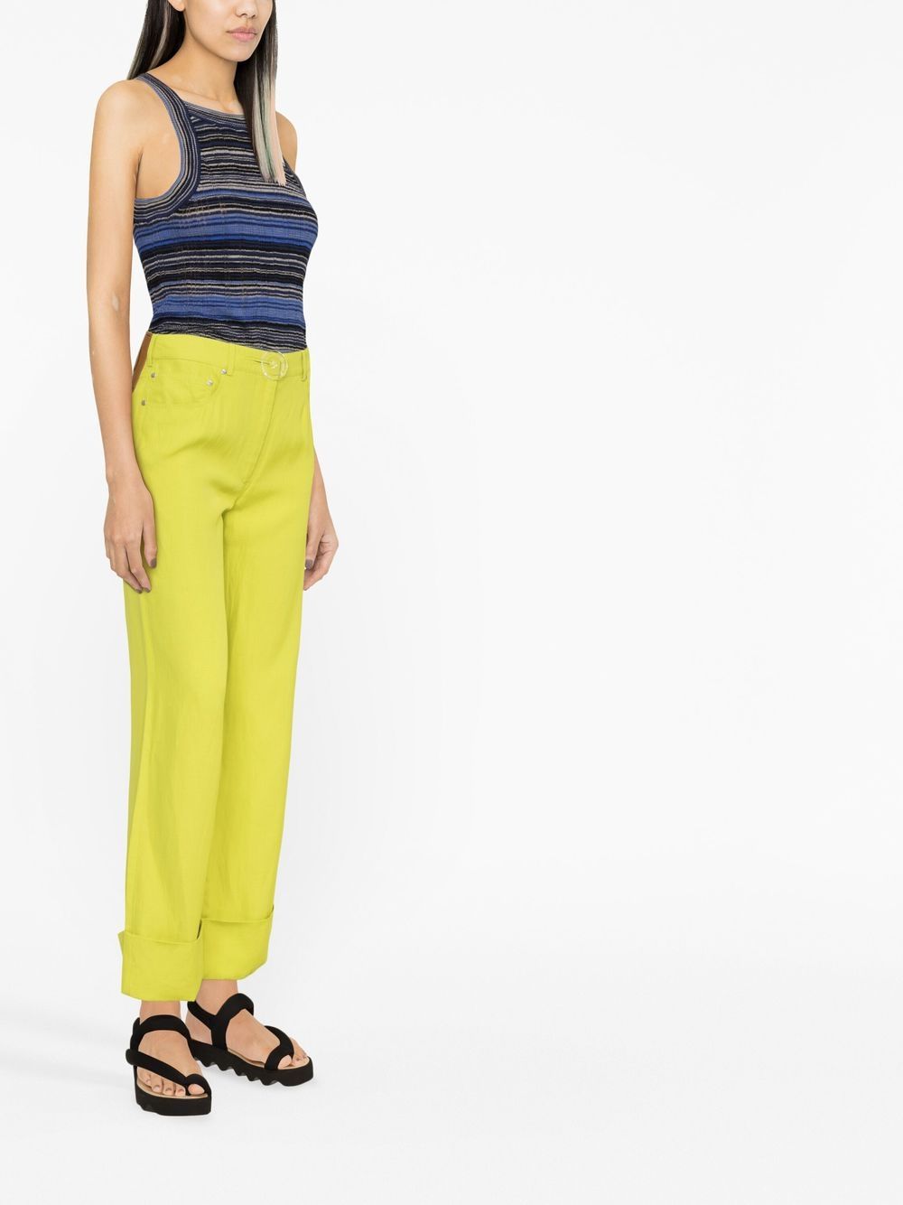 Shop Stella Mccartney High-waisted Straight-leg Trousers In Green