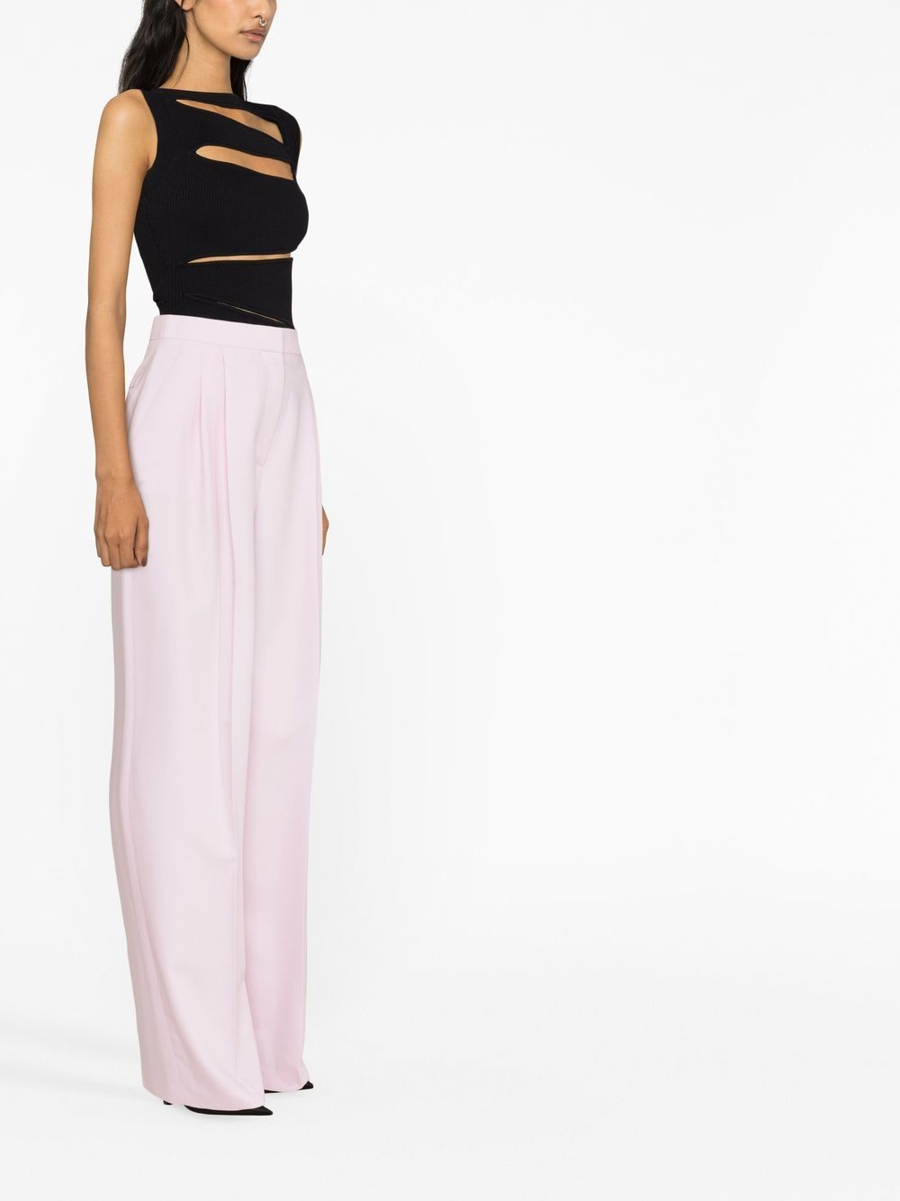 Shop Alexander Mcqueen High-waisted Pleated Trousers In Pink