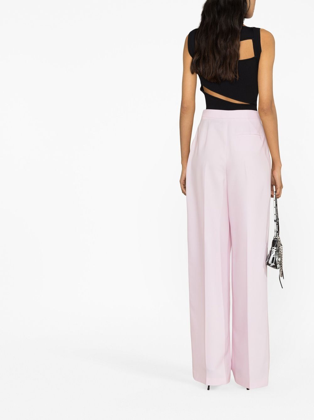 Shop Alexander Mcqueen High-waisted Pleated Trousers In Pink