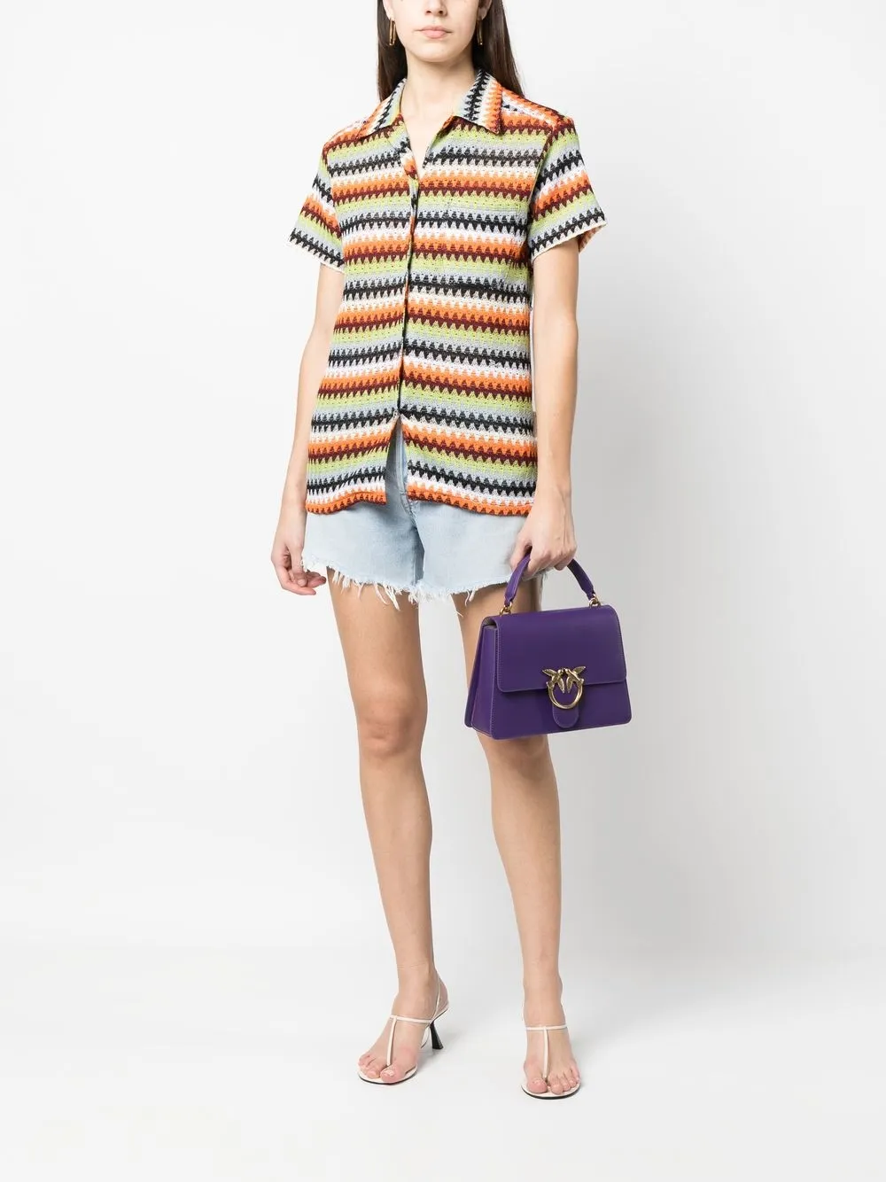 PINKO Love shopper met plakkaat - Paars