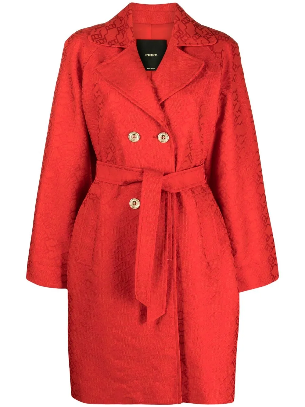 Pinko Double-breasted Coat In Red