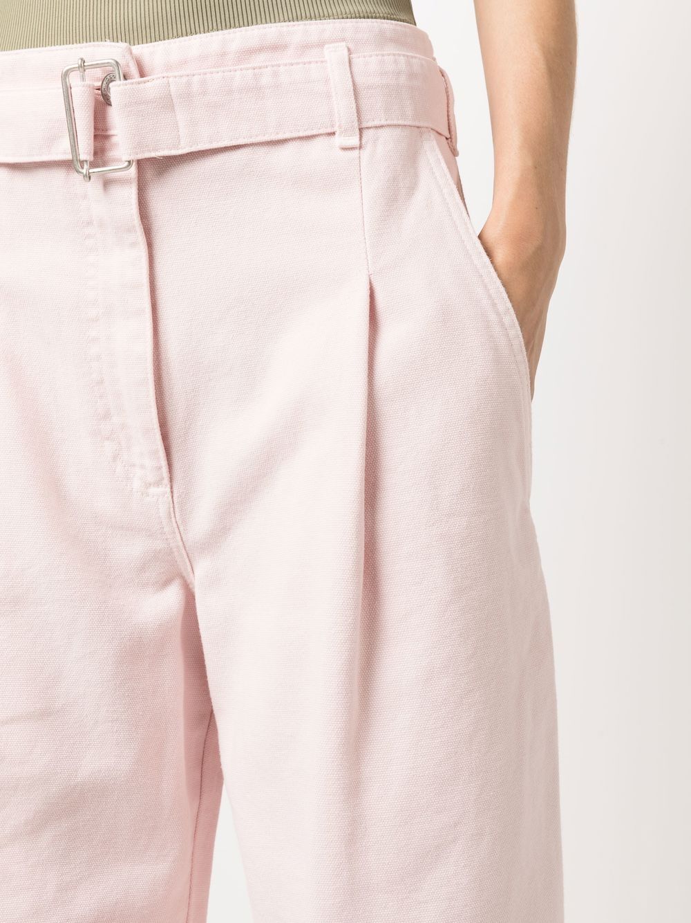 Shop Philosophy Di Lorenzo Serafini Belted Cotton Gabardine Trousers In Pink