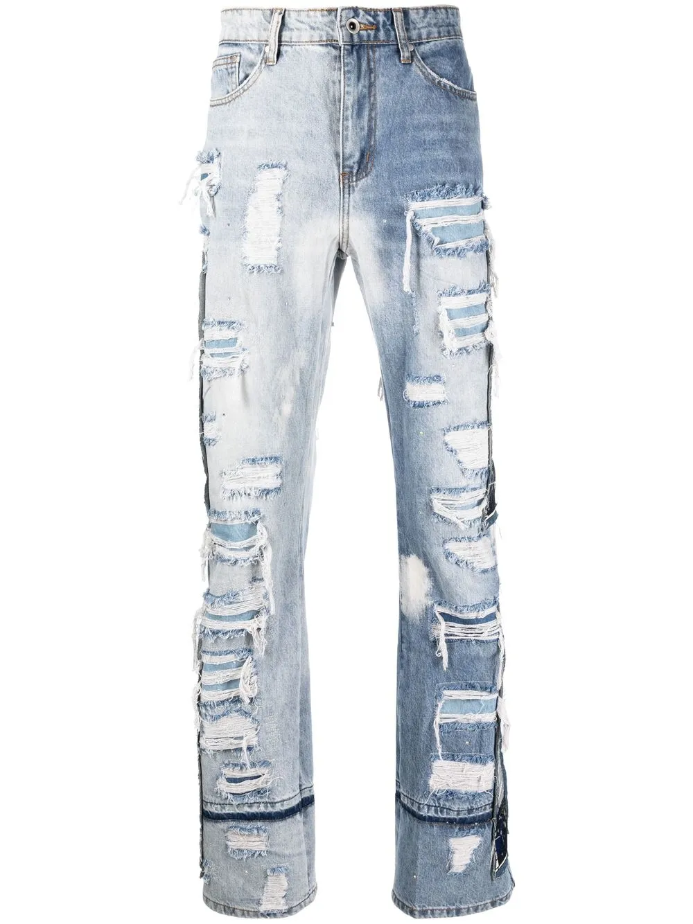 

Who Decides War distressed-effect straight-leg jeans - Blue