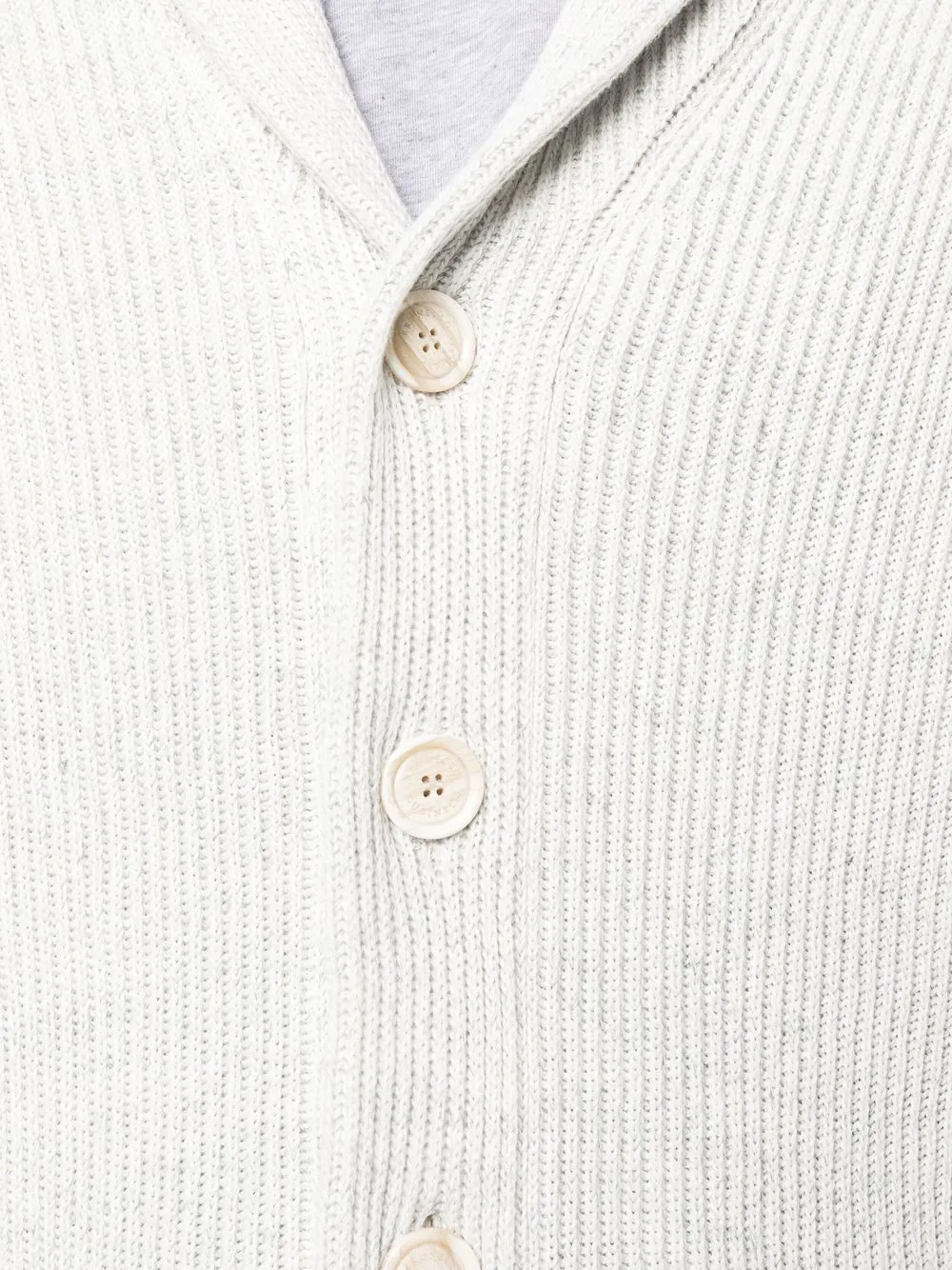 Brunello Cucinelli Shawl-collar Ribbed Cotton And Linen-blend Cardigan In Grey