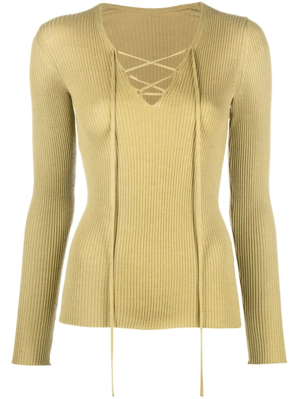 

Petar Petrov tie-front long-sleeved knitted top - Green