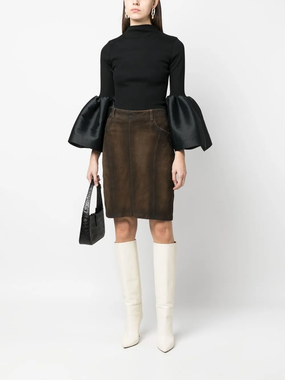 Burberry Pre-Owned 2010s suède rok - Bruin