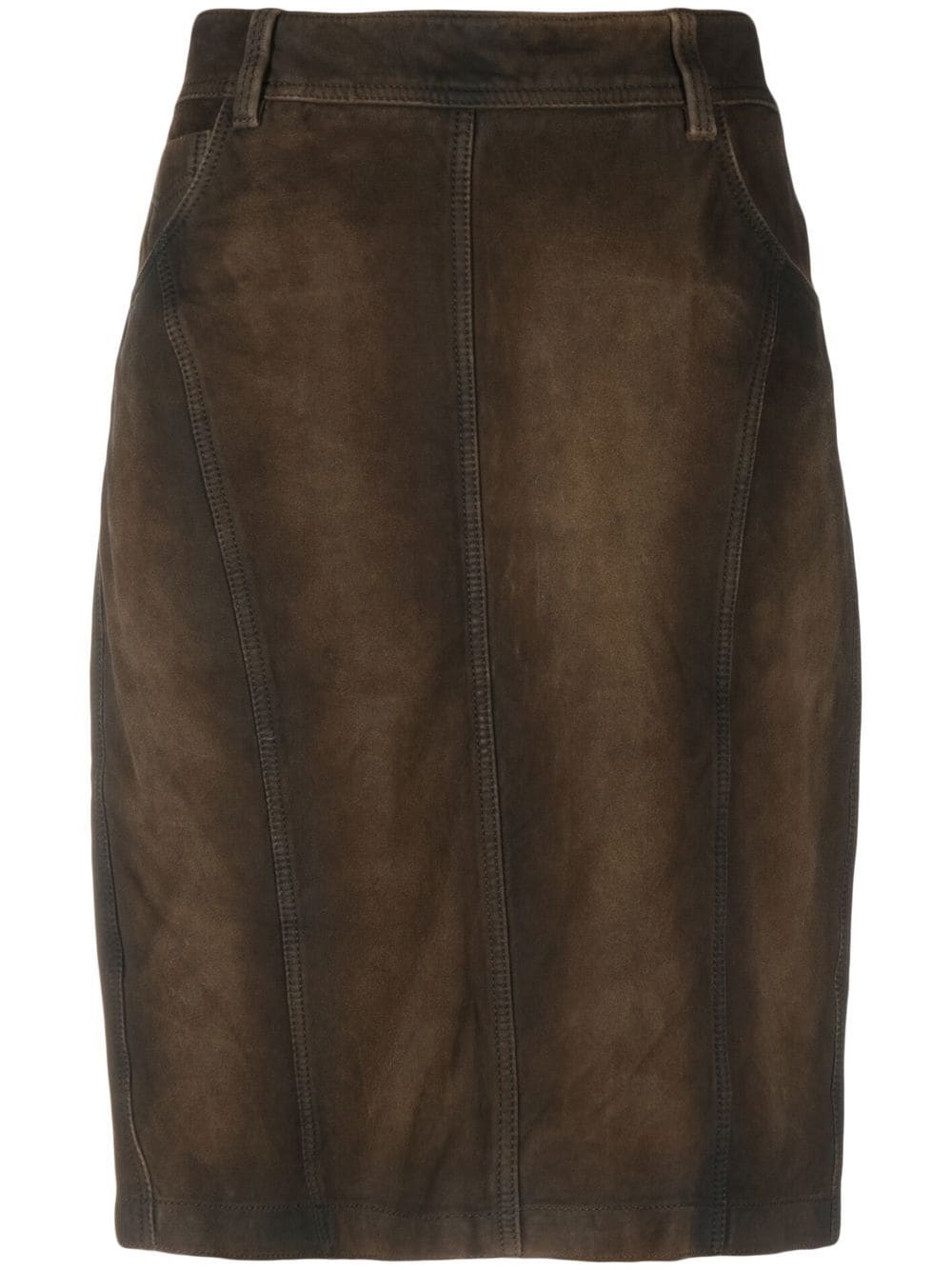 Pre-owned Burberry 2010s Gradient Effect Suede Skirt In Brown