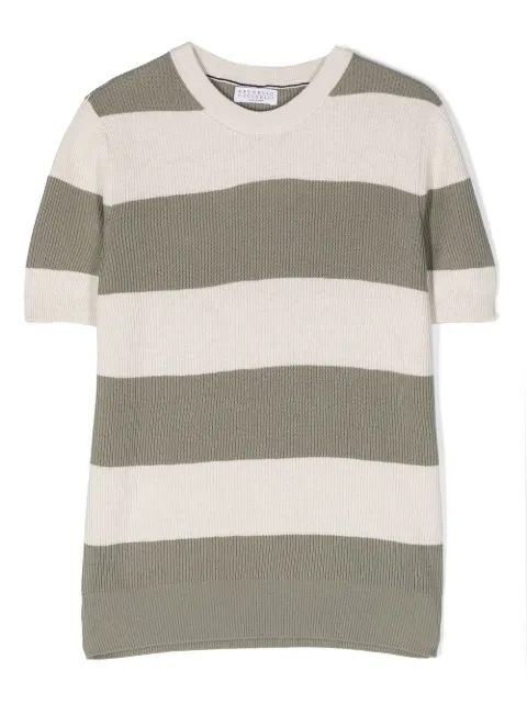 Brunello Cucinelli Kids تيشيرت مخطط بأكمام قصيرة 