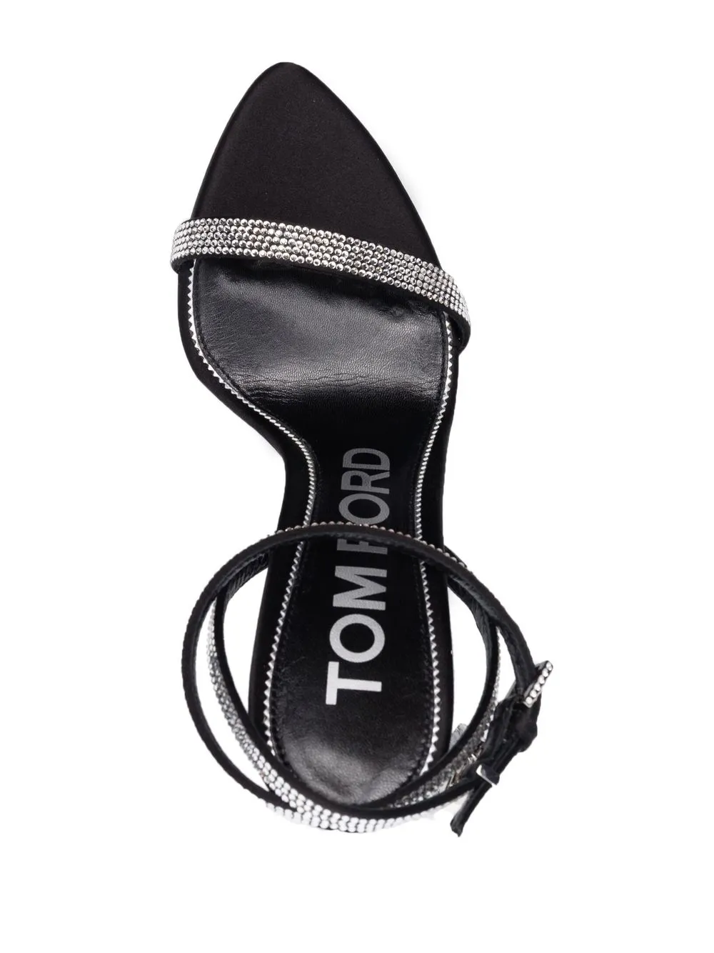 Tom Ford Crystal Stones Padlock Pointy Naked Sandal 105 In 黑色