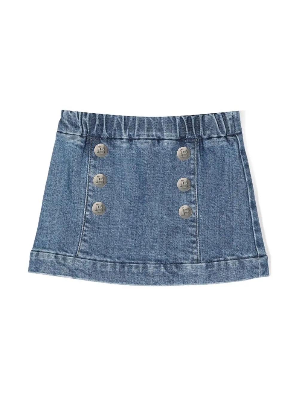 

Balmain Kids falda de mezclilla corta con diseño acampanado - Azul