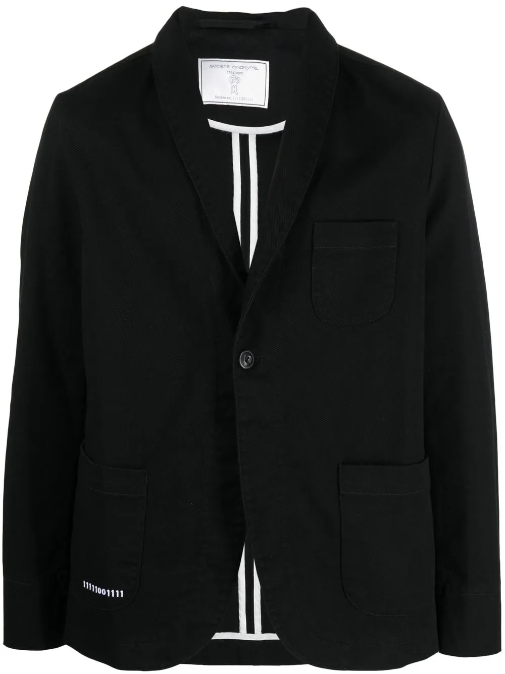 

Société Anonyme embroidery-detail cotton blazer - Black