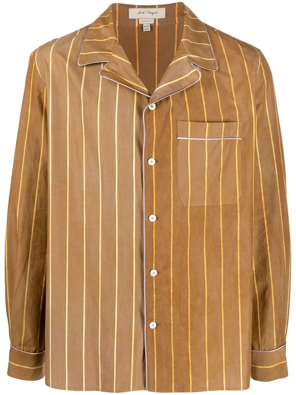 Nick Fouquet Striped Pyjama-style Shirt In Brown