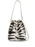 MCM leather abstract-print bucket bag - White