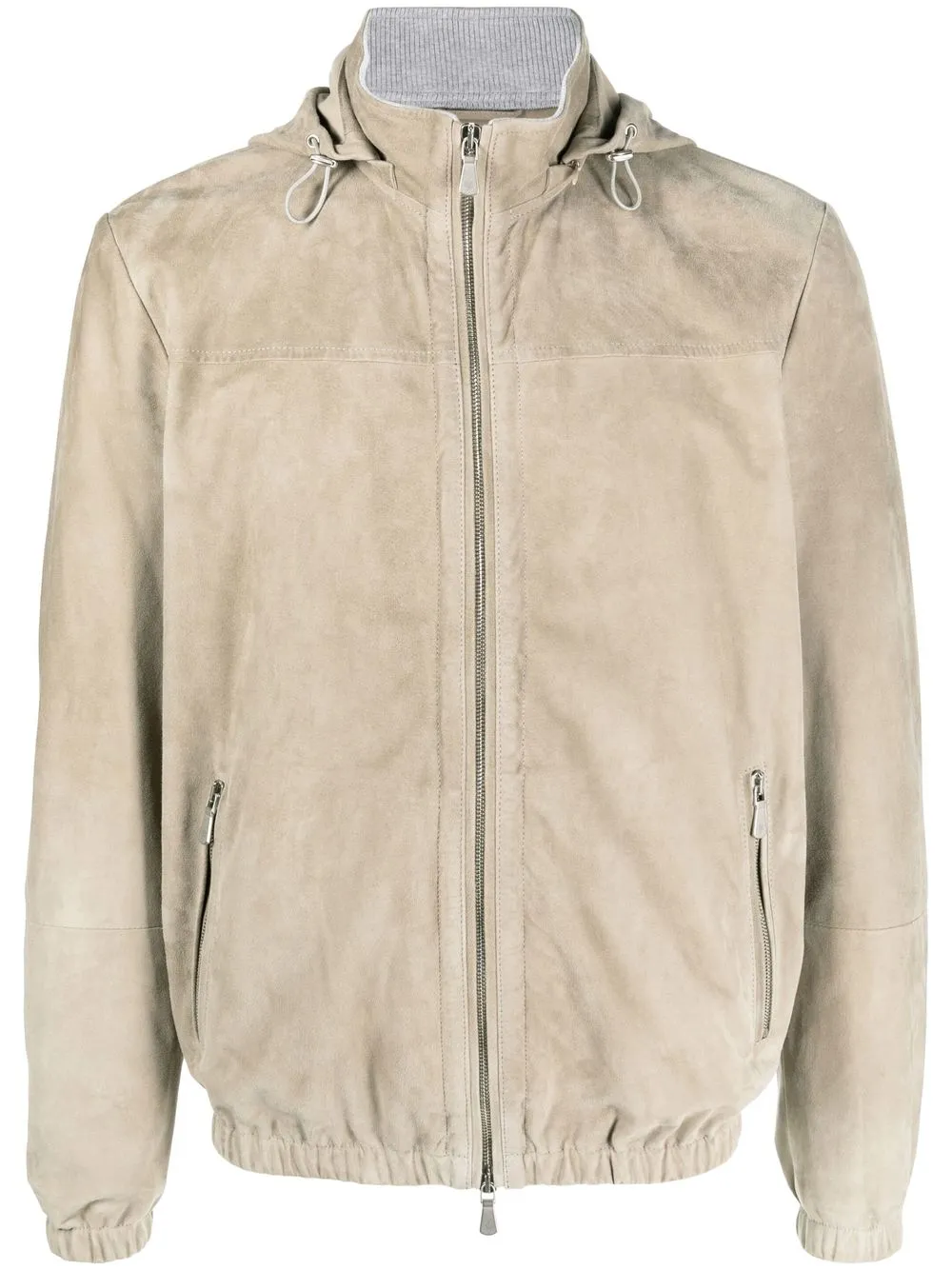 

Eleventy hooded leather jacket - Grey