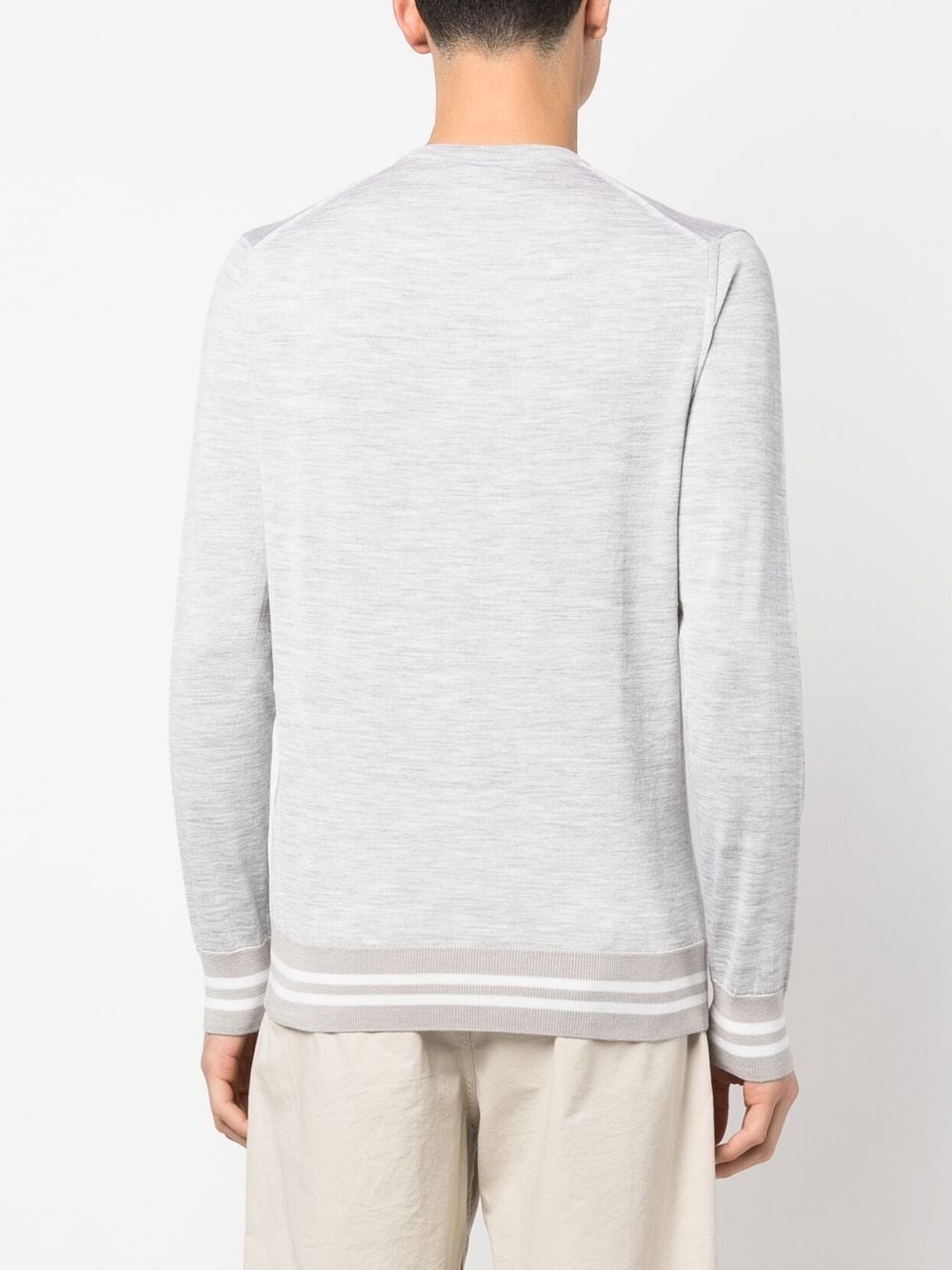 Shop Eleventy Striped-trim Sweatshirt In Grau
