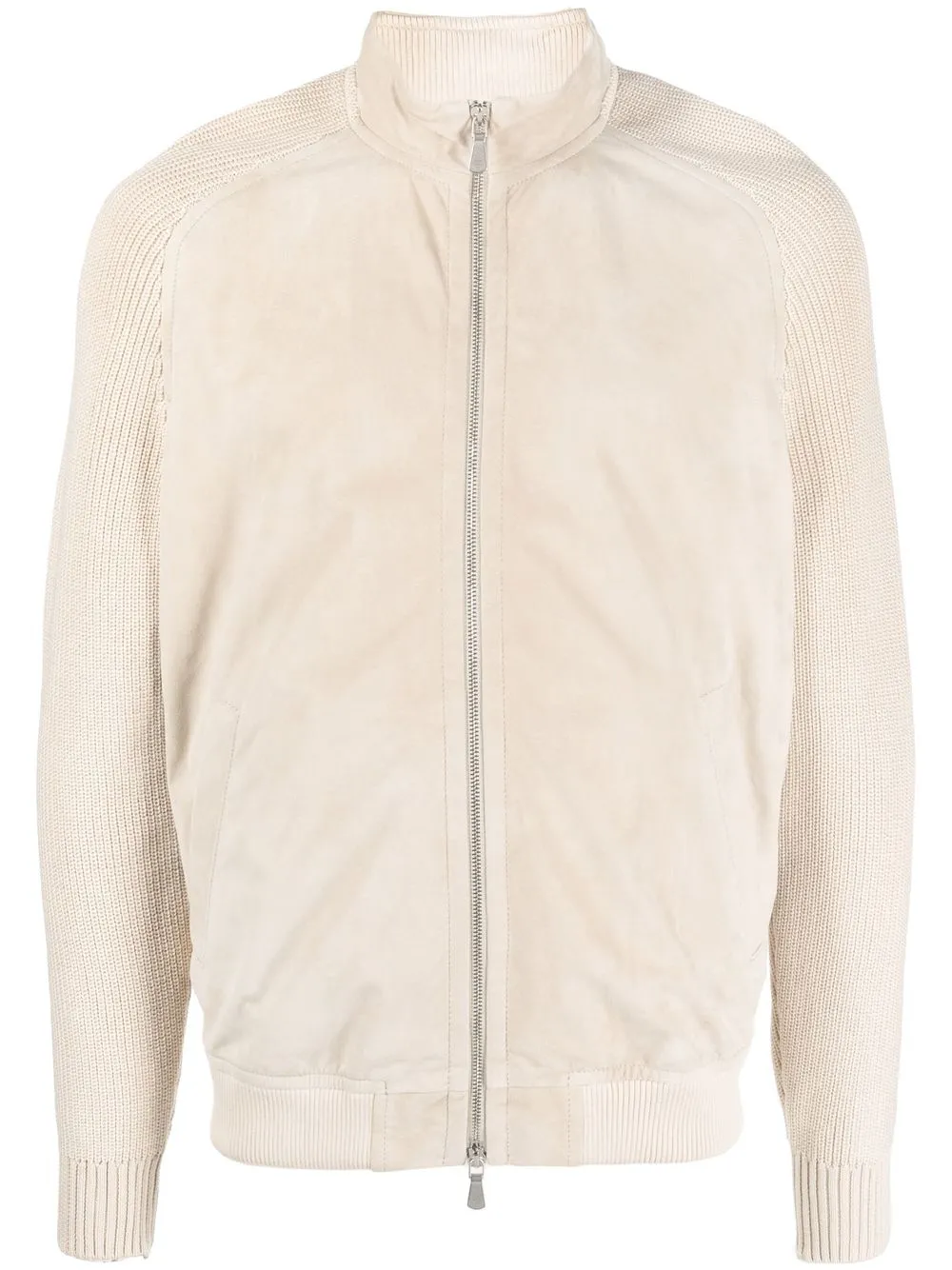 

Eleventy panelled lambskin bomber jacket - Neutrals