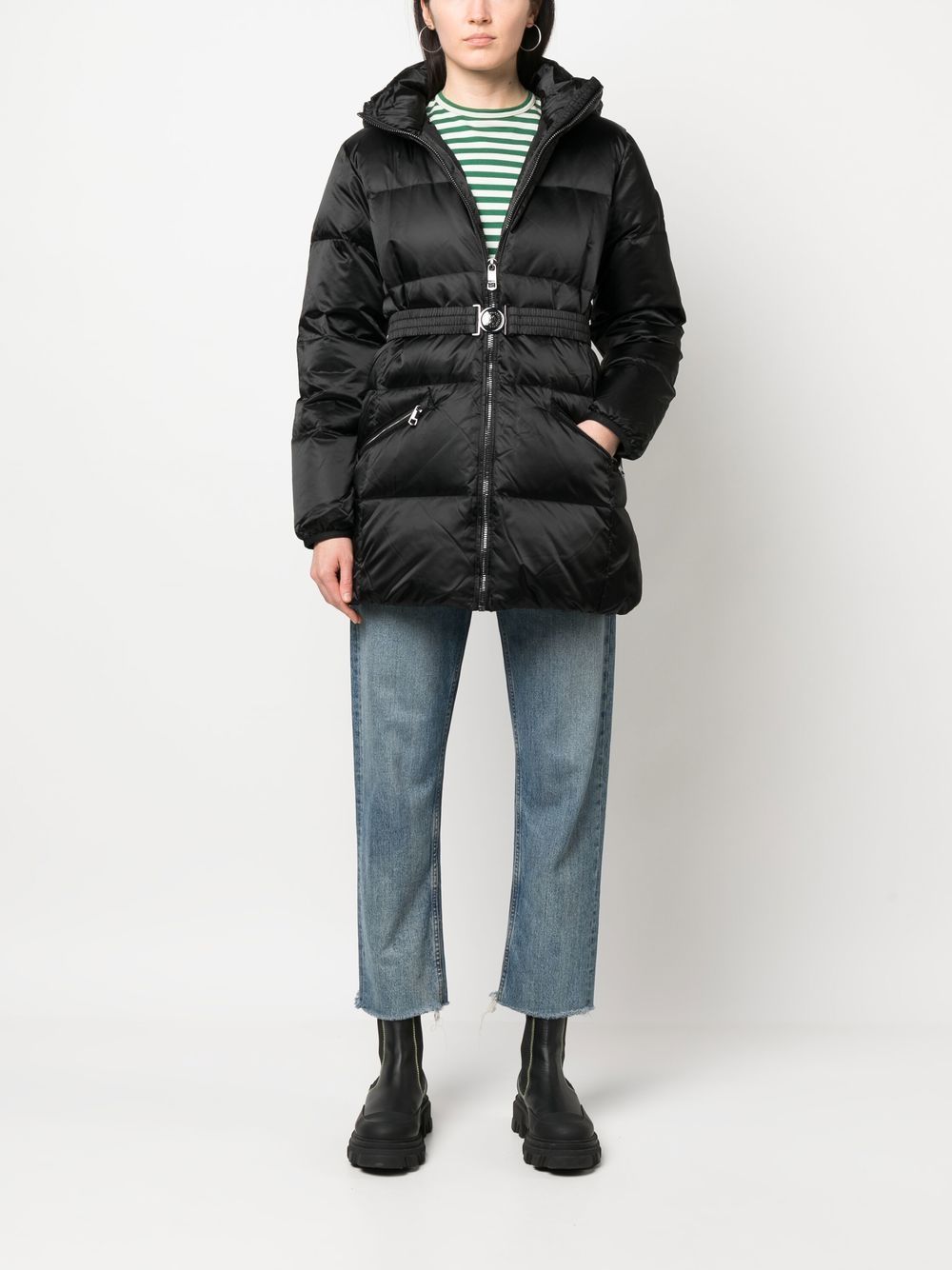 Shop Tommy Hilfiger Zip-up Hooded Puffer Jacket In Black