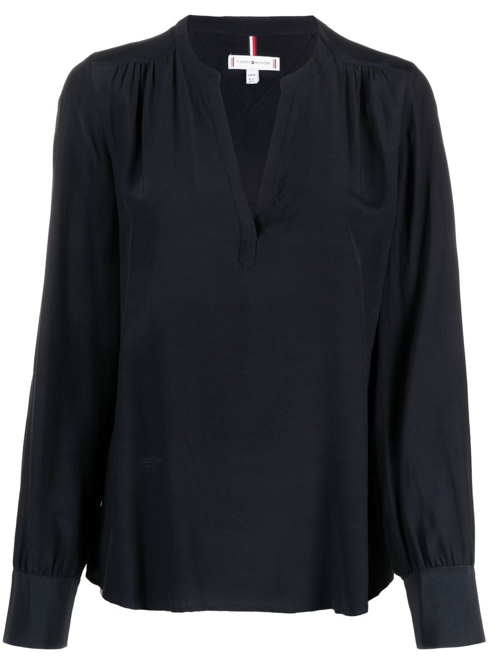 Tommy Hilfiger Viscose Solid V-neck Blouse In Blue