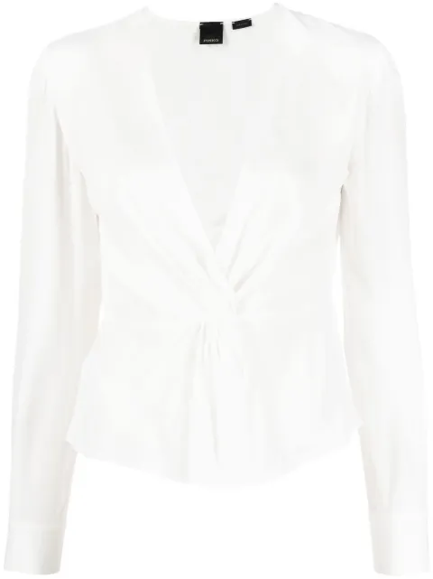 PINKO twisted V-neck blouse