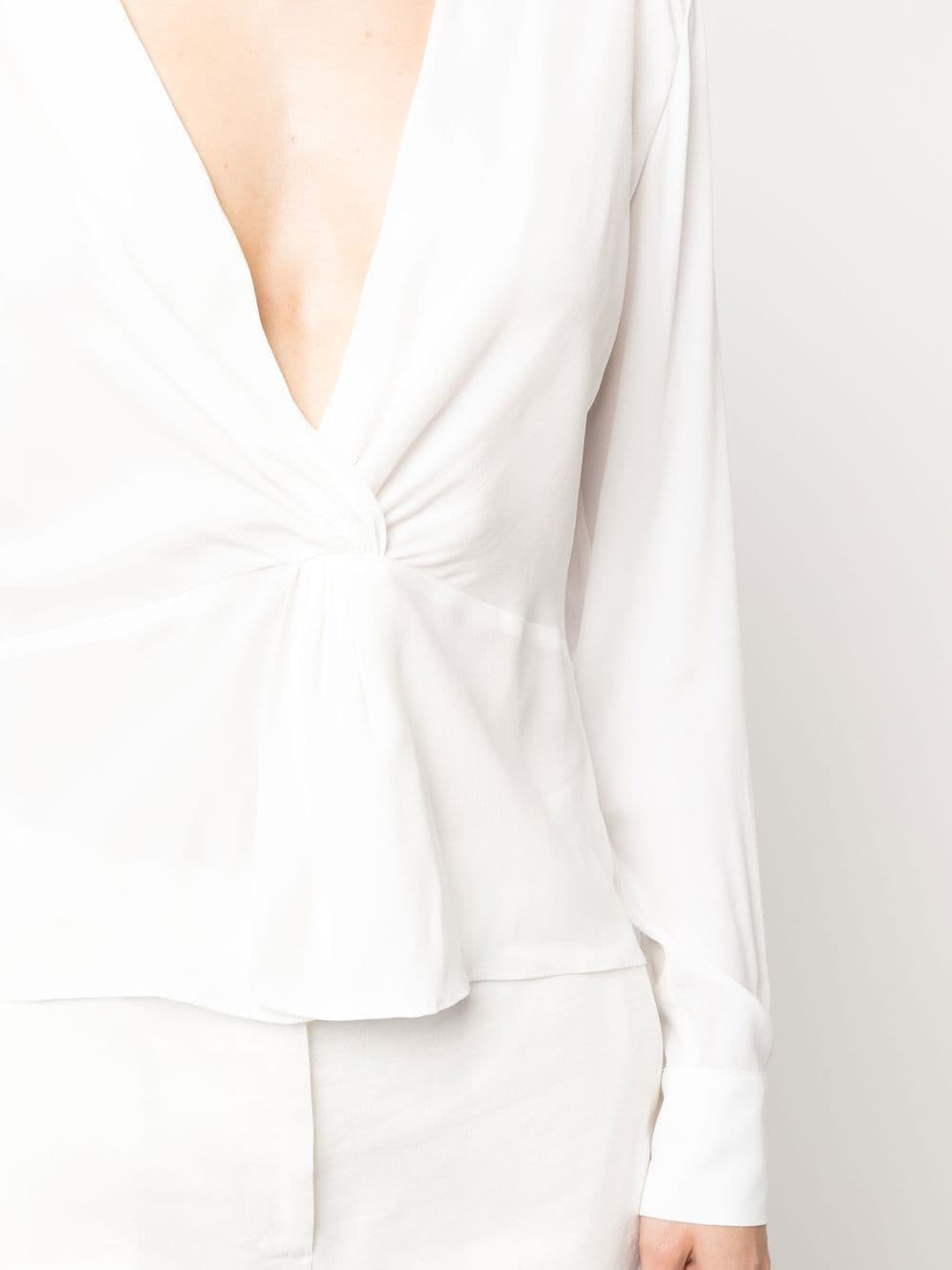 Shop Pinko Twisted V-neck Blouse In White