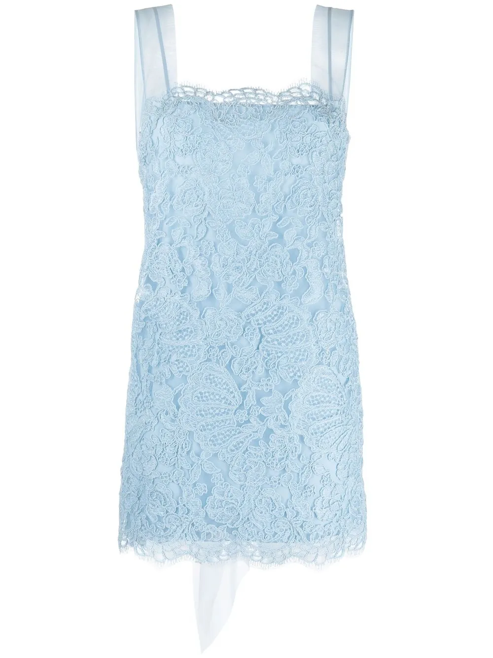 

Ermanno Scervino vestido corto de encaje con cuello cuadrado - Azul